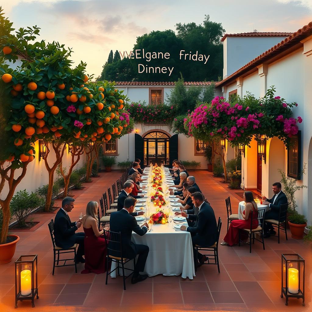 Cena de bienvenida en finca española para boda de fin de semana