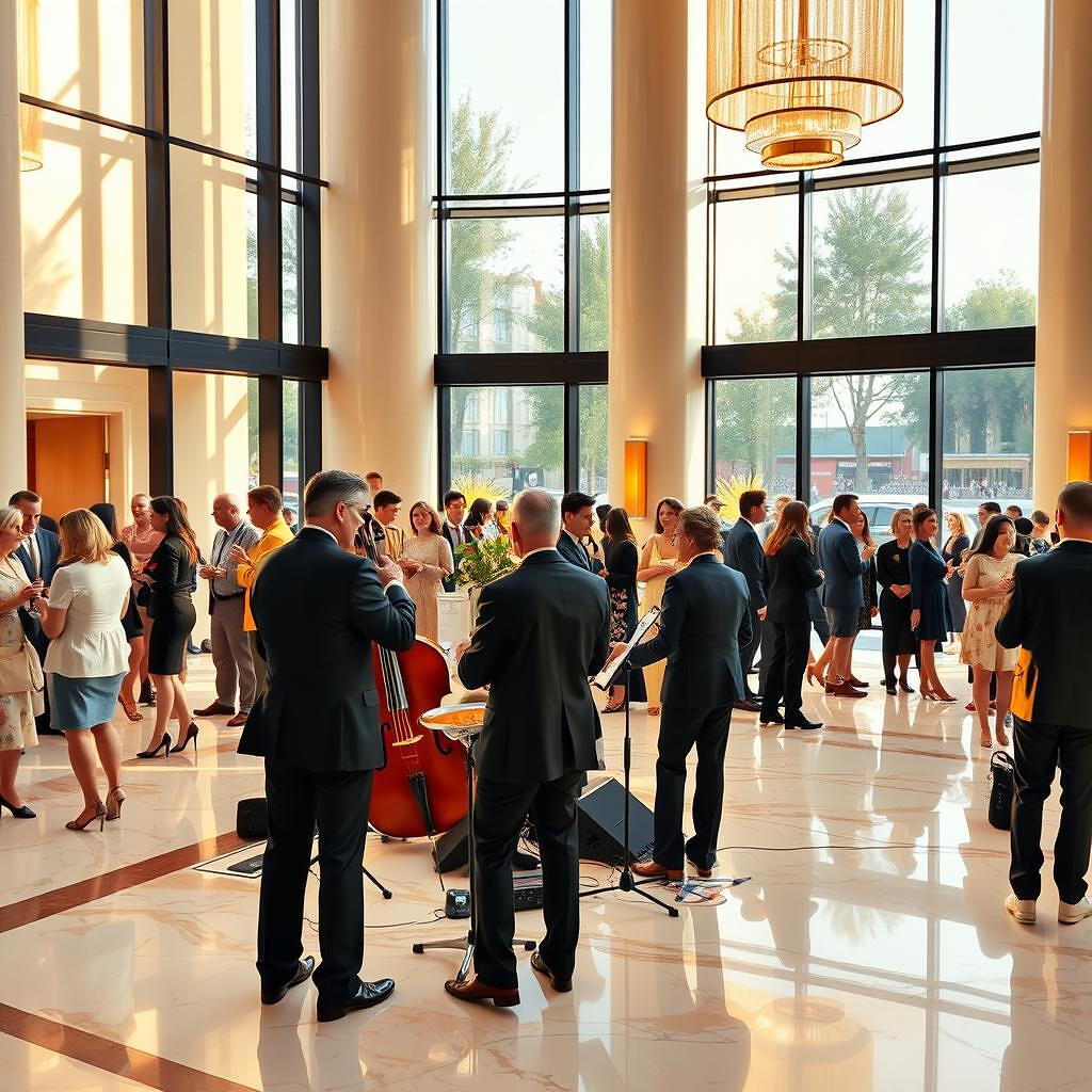 Ambiente elegante en evento corporativo al aire libre en España