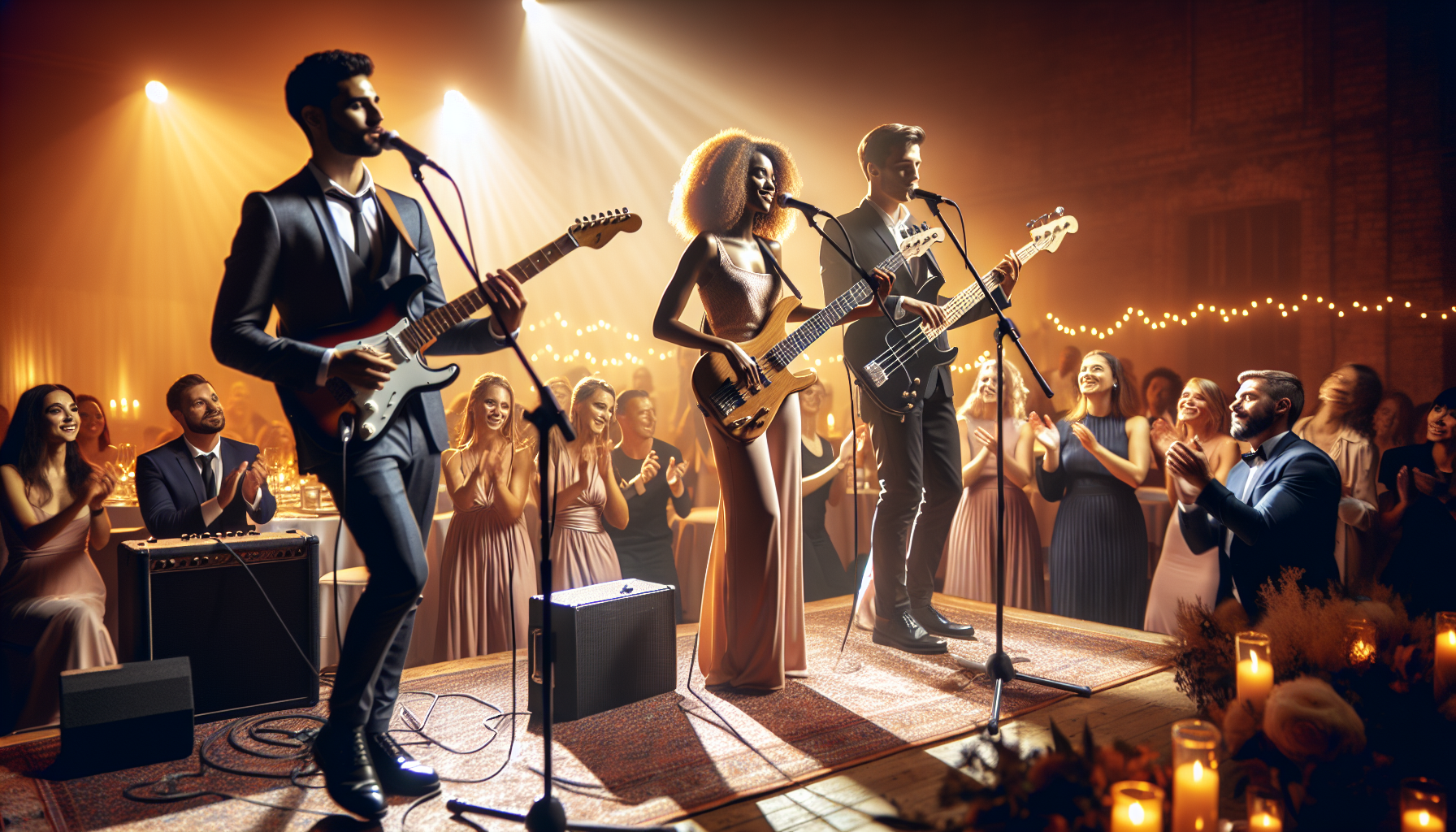 Banda de música en directo actuando en boda elegante